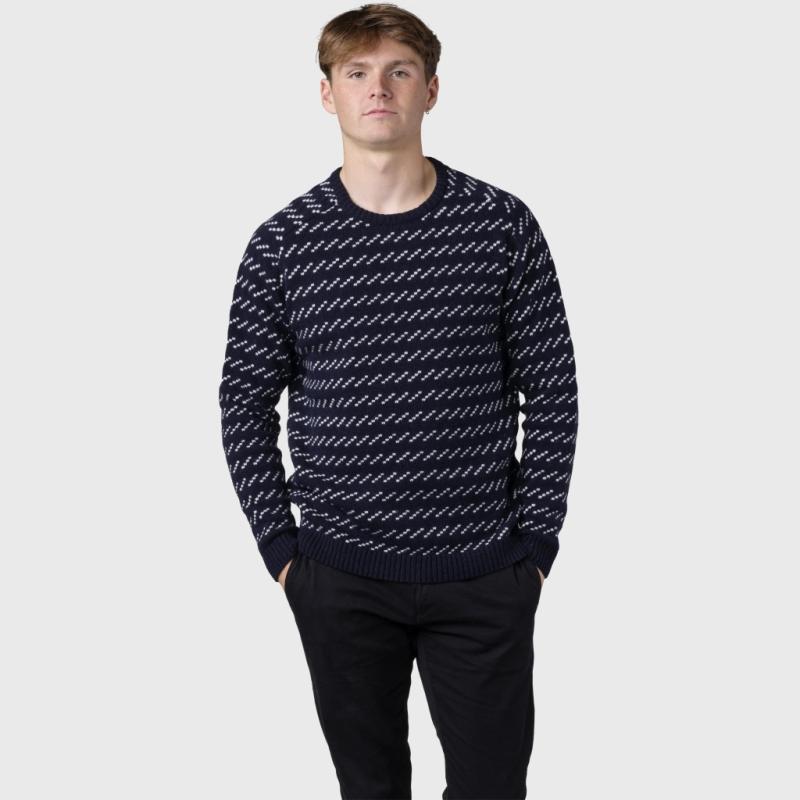 Klitmøller Collective Uldstrik i Navy/Cream – Stilfuld Kvalitet