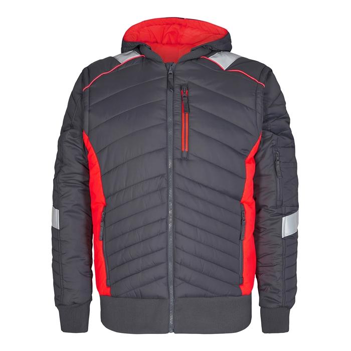 Fe Engel Cargo Jakke - Grå/Rød Arbejdsjakke Tilbud!