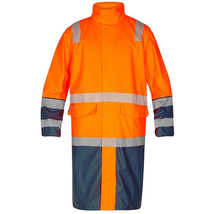 Fe Engel Safety Lang Regnjakke - Orange Marine til Arbejde