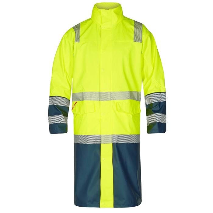 Fe Engel Safety Lang Regnjakke – Gul Marine på udsalg!