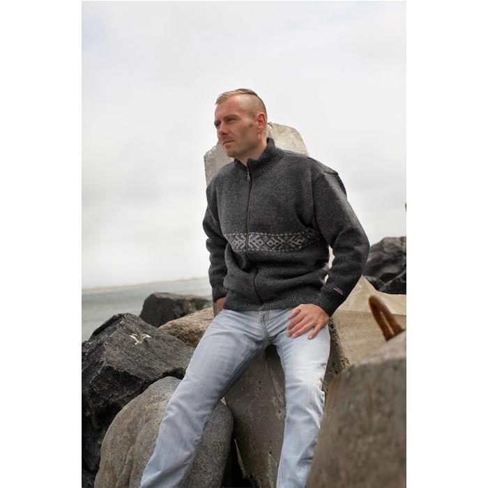 Stilfuld Uld Cardigan med Lynlås – Komfort til Mænd