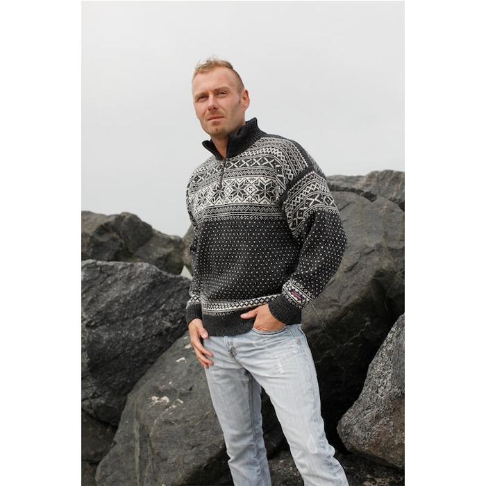 Norsk Uld Sweater med Kort Lynlås – Stilfuld Komfort