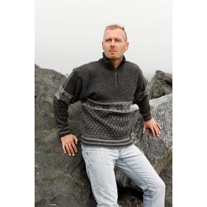 Norsk Uldstriktrøje med Lynlås – Kvalitet fra Wool Of Scandinavia