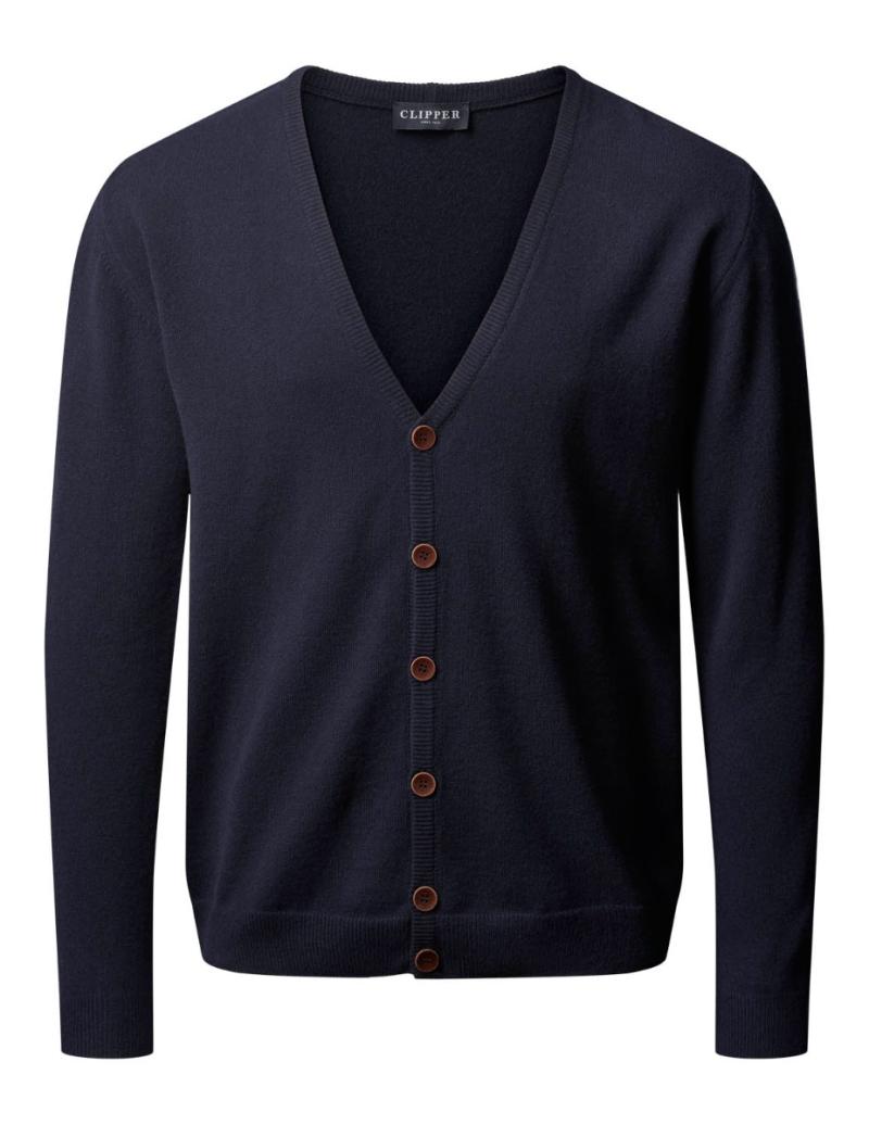 Wexford Cardigan i Mørk Navy – Elegant V-hals med Knapper