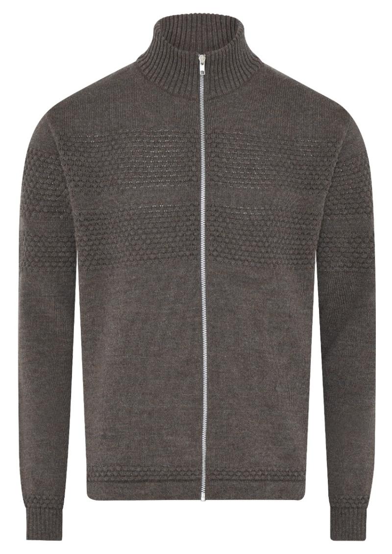 Saltum Cardigan 51134 i mørk khaki – 100% uld til mænd