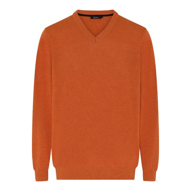 Pullover med V-hals i Desert Sun Melange fra Belika
