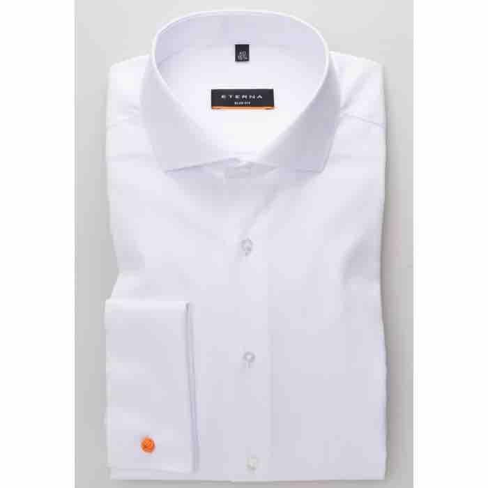 Dobbelt Manchet Skjorte Slim Fit – Hvid Eterna Tilbud!