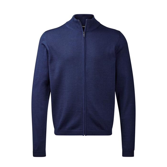 Stilfuld Indigo Lynlås Cardigan fra Belika – Komfort & Elegance
