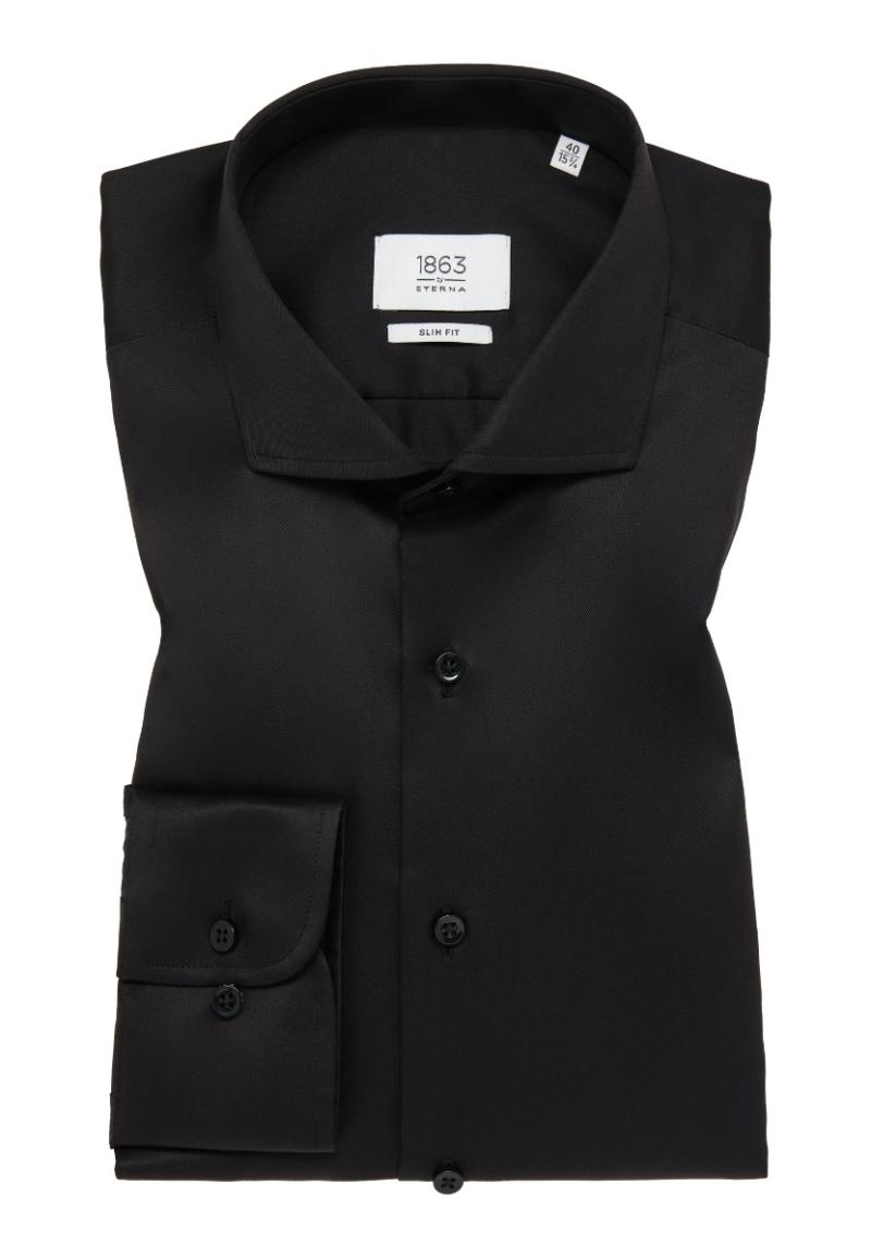 Eterna Slim Fit Skjorte 1863 Premium – Sort Kvalitet 100% Bomuld