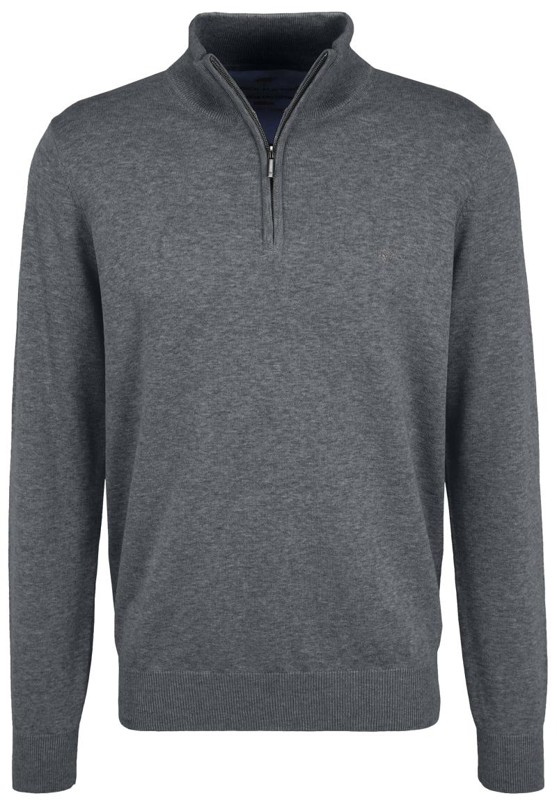 Halv Zip Strik i Steel fra Fynch Hatton - Stilfuld Kvalitet!