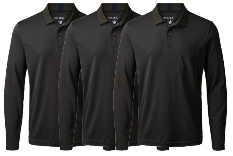 3-Pak Langærmet Polo M. Valencia B Dry fra Belika - Stil & Komfort