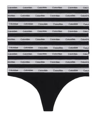 9-pak Sorte Thong-trusser fra Calvin Klein – Hurtig levering!
