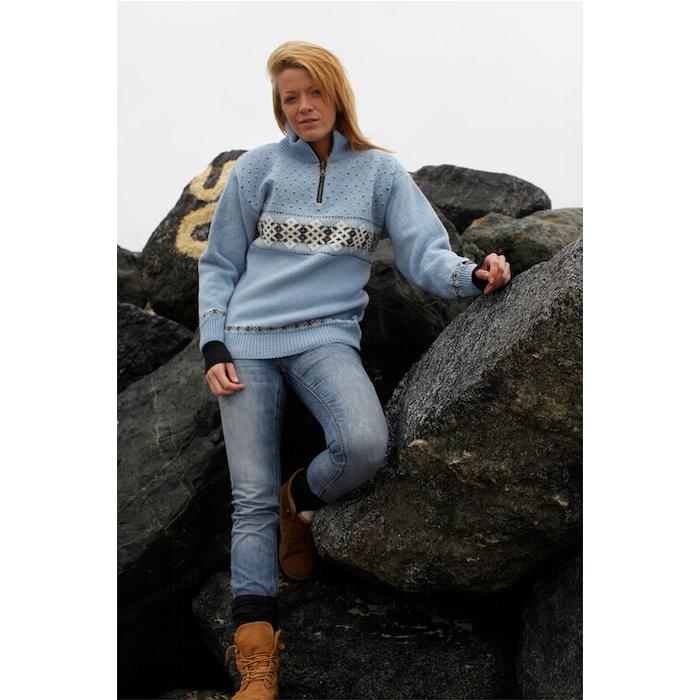 Stilfuld Norsk Sweater med Kort Lynlås - Komfortabel Uld