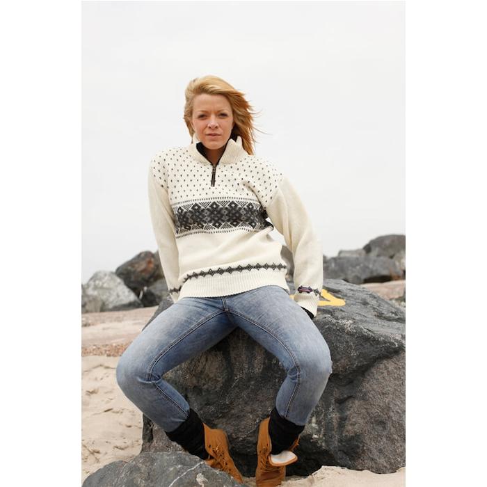 Norsk Strik Sweater med Kort Lynlås - Skandinavisk Design