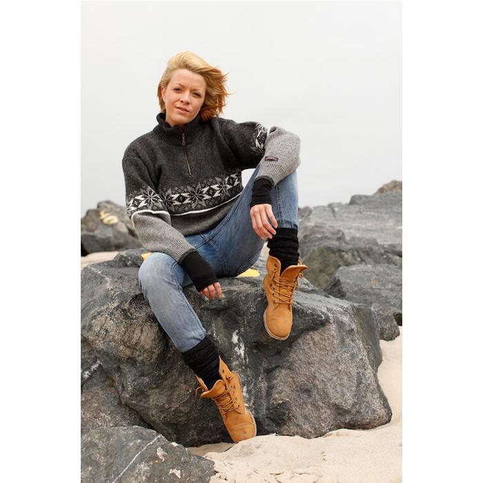 Norsk Uld Sweater med Kort Lynlås – Skandinavisk Design