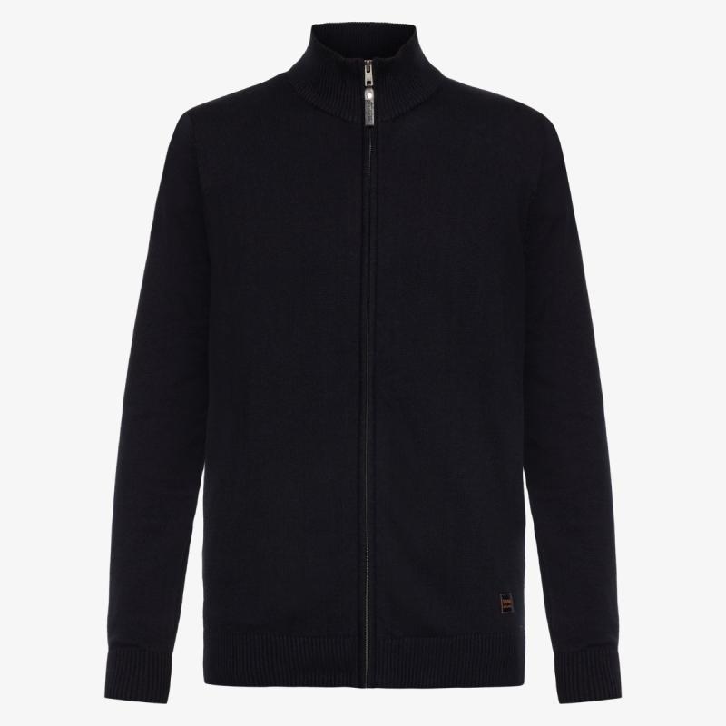 Cardigan Kean i Deep Marine – Økologisk Bomuld til Mænd