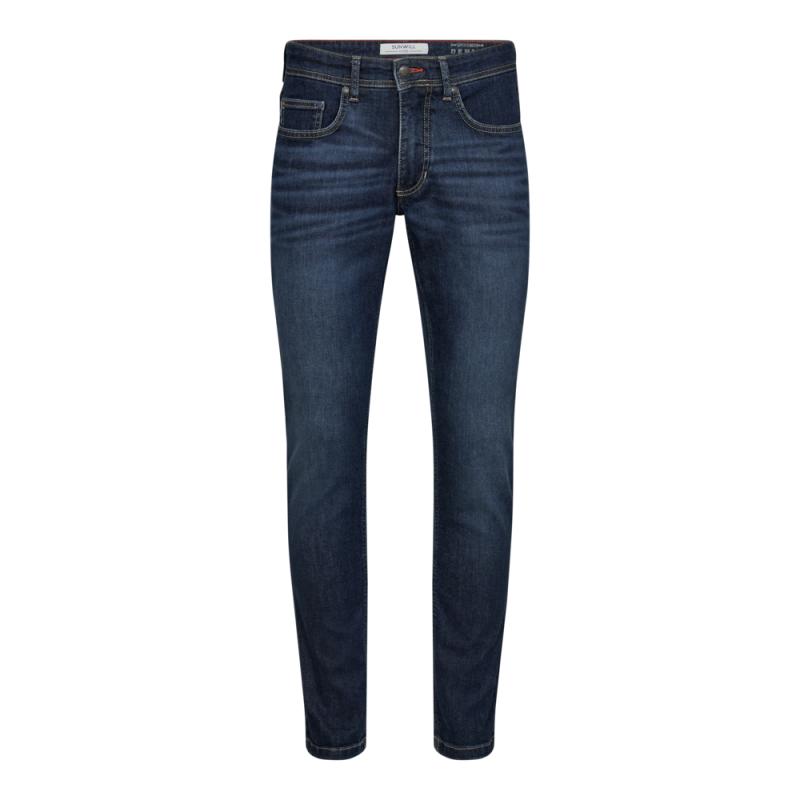 Super Stretch Jeans fra Sunwill - Mørkeblå Fitted Stil