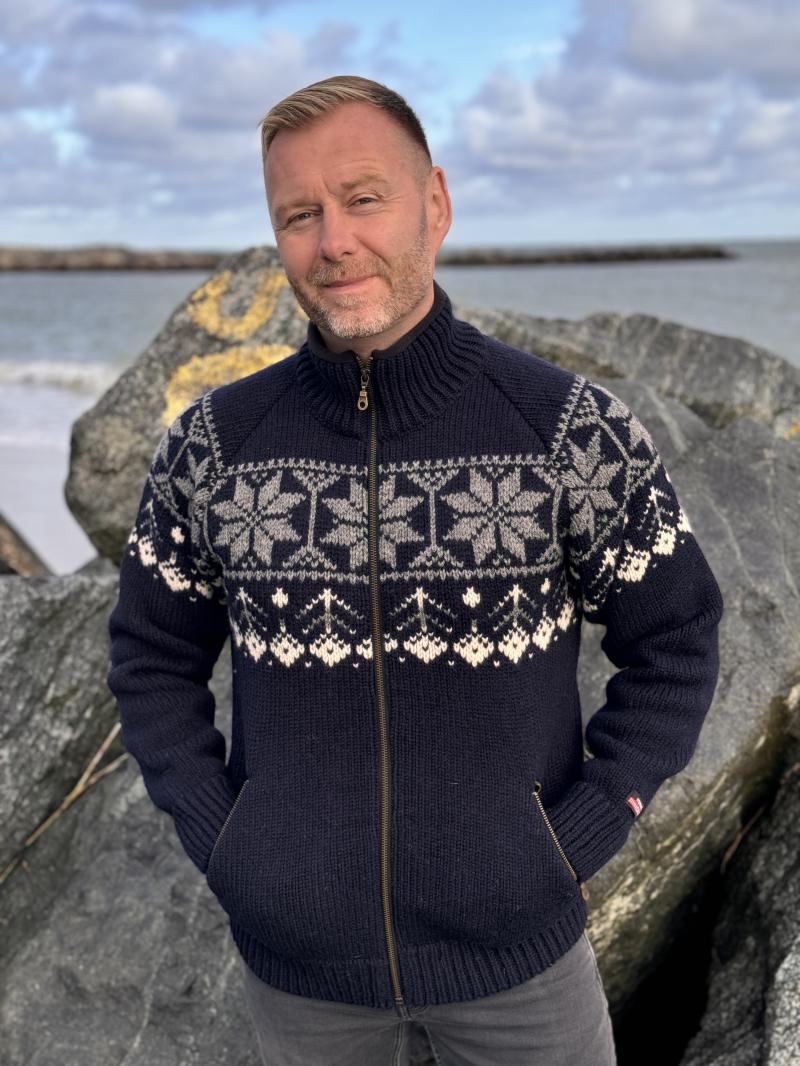 Islandske Strik Cardigan med Lommer fra Wool Of Scandinavia