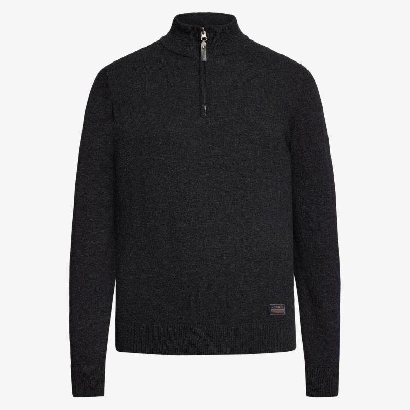 Strik Sweatshirt Half Zip Robert - Grey Volcano Tilbud!