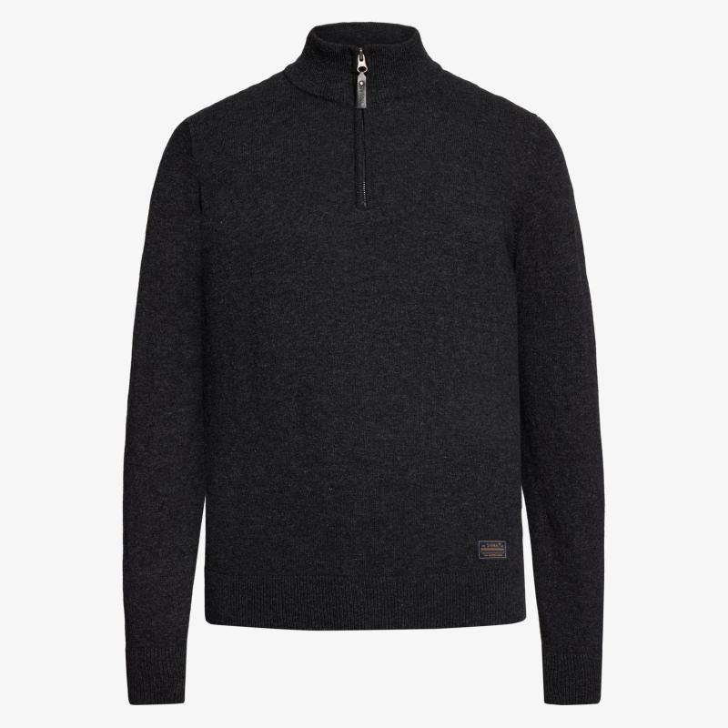 Strik Sweatshirt Half Zip Robert i Grå Vulkan - Signal