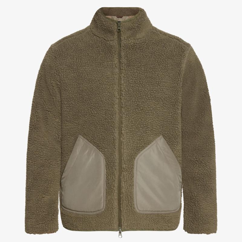 Rummelig Albert Teddy jakke i Smokey Olive - Hurtig levering!