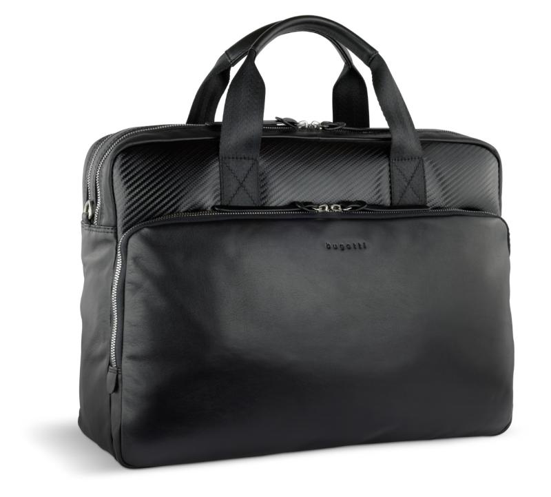 Stort Læderbriefcase Comet Black fra Bugatti