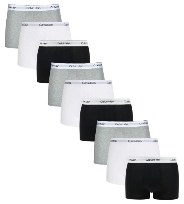9 Pak Trunks i Sort-Grå-Hvid fra Calvin Klein - Kvalitet og Komfort