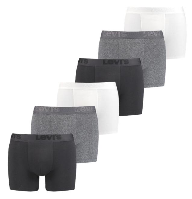6-pak Boxershorts i Sort, Grå og Hvid fra Levi's