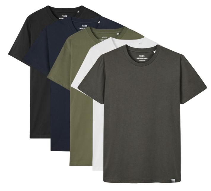 5 Pak Økologiske T-Shirts fra Mads Nørgaard - Black Friday Tilbud