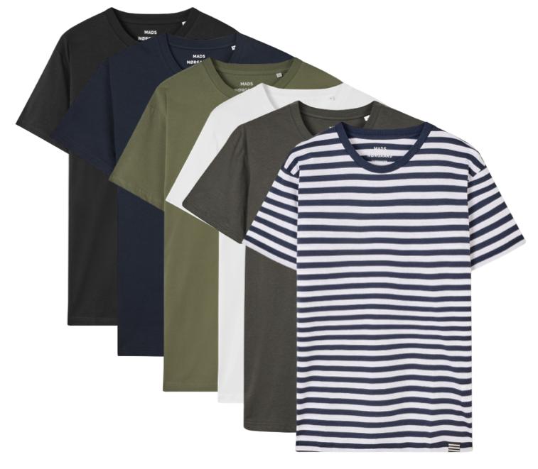 6 Pak Økologiske T-Shirts fra Mads Nørgaard - Udsalg!