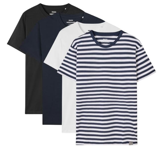 4 Pak Økologiske T-shirts fra Mads Nørgaard - Stort Udbud!