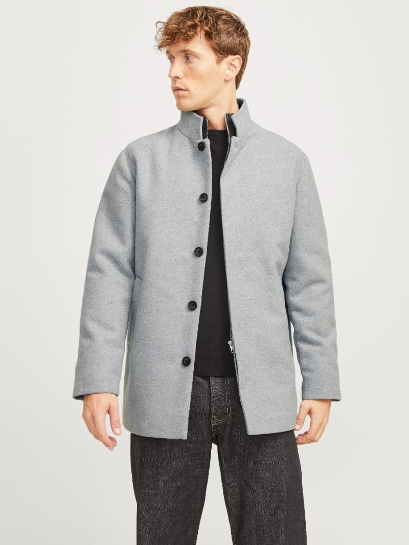 Lys Grå Uldjakke fra Jack & Jones - Hurtig Levering!