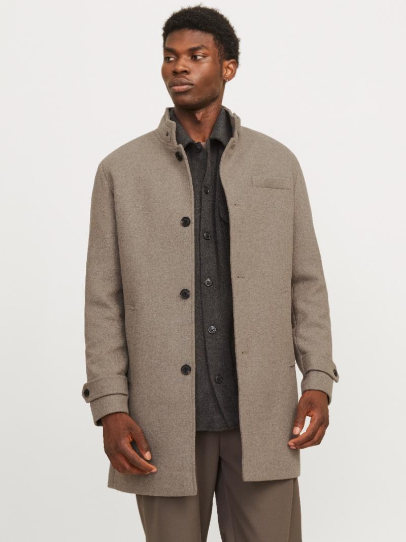 Uldfrakke i Greige fra Jack & Jones – Hurtig levering!