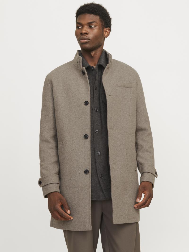 Uldfrakke i Greige fra Jack & Jones - Hurtig Levering!