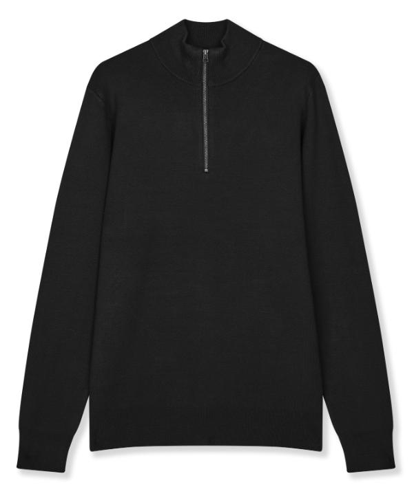 Strik Chase Half Zip i sort fra Mads Nørgaard - Hurtig levering!