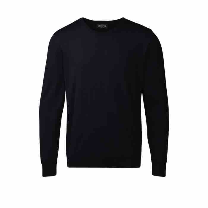 Milan Pullover O Neck 50101 - Mørk Navy Merino Uld