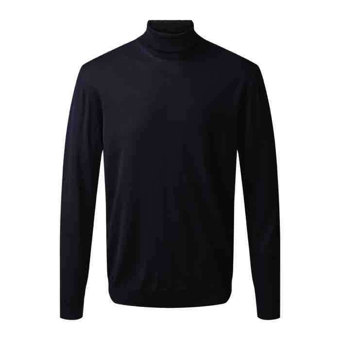 Turin Rullekravepullover i Merino Uld - Captain Navy