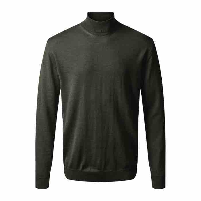 Turin Rullekrave Pullover i Merino Uld - Army Melange