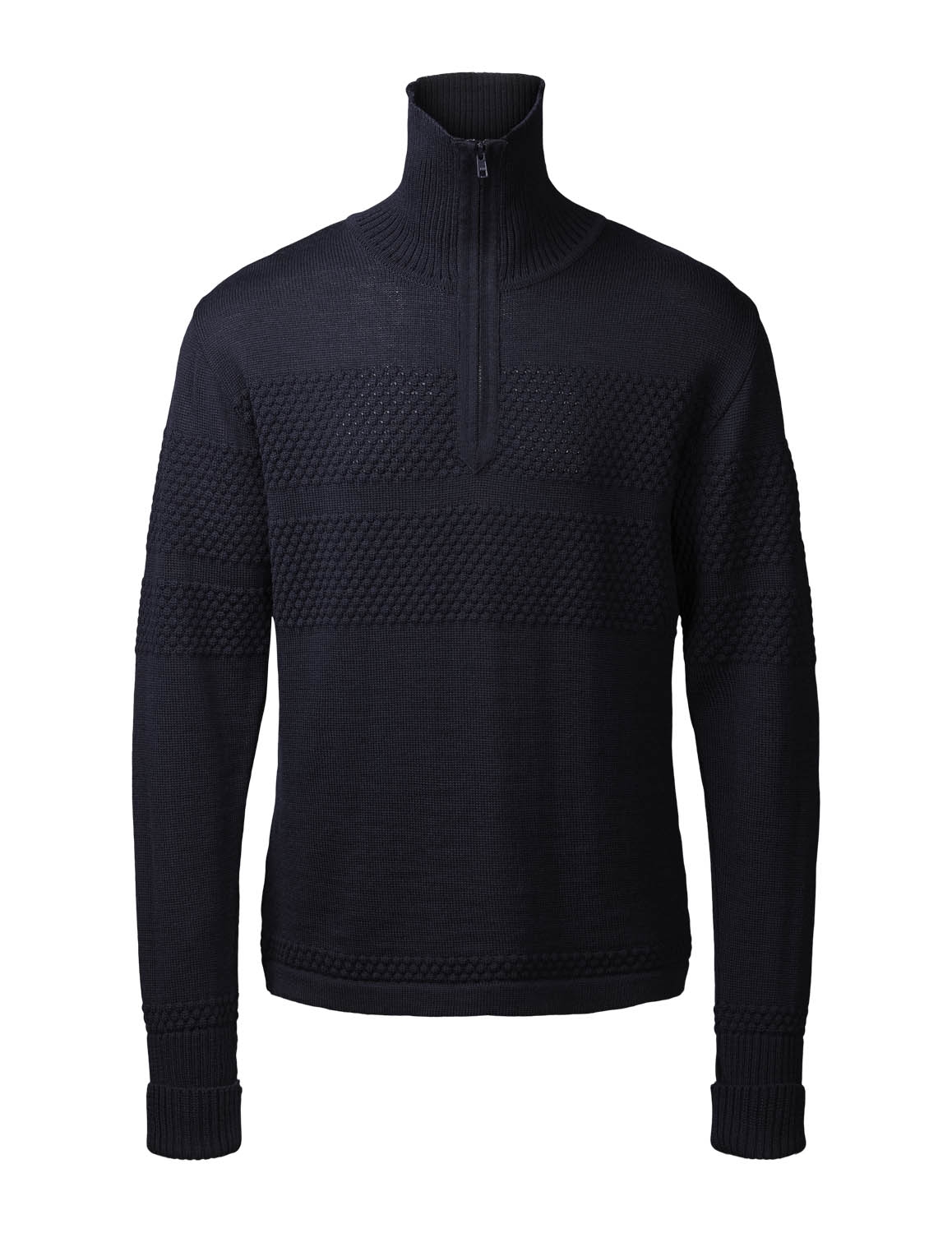 Saltum Half Zip Strik i Navy fra Clipper - Kvalitet 100% Uld