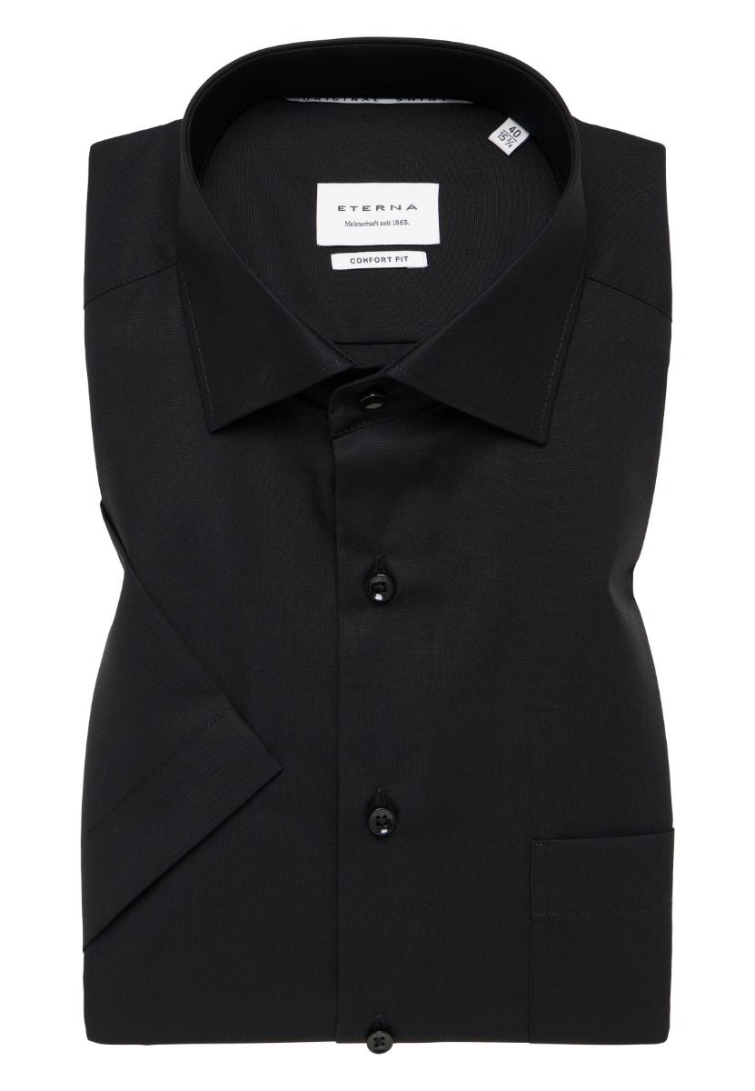 Eterna Skjorte Comfort Fit Korte Ærmer - Strygefri Black