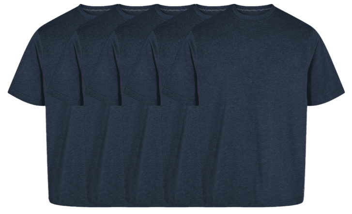 5 Pak T-Shirt Eddy Økologisk - Marineblå Melange