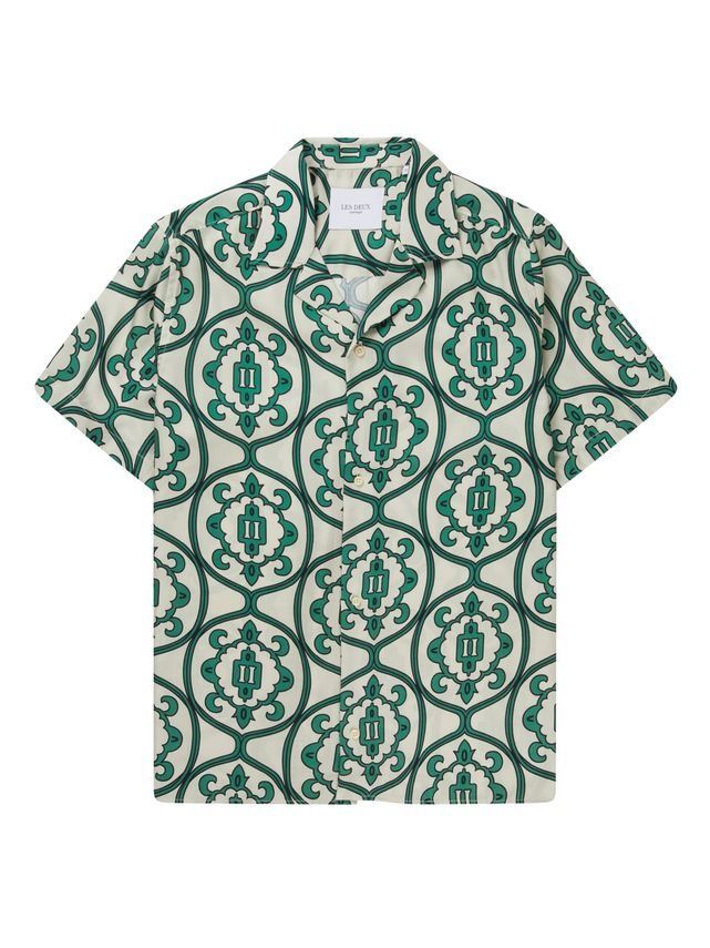 Les Deux Ornament Aop Tencel Kortærmet Skjorte - Stilfuld Elegance