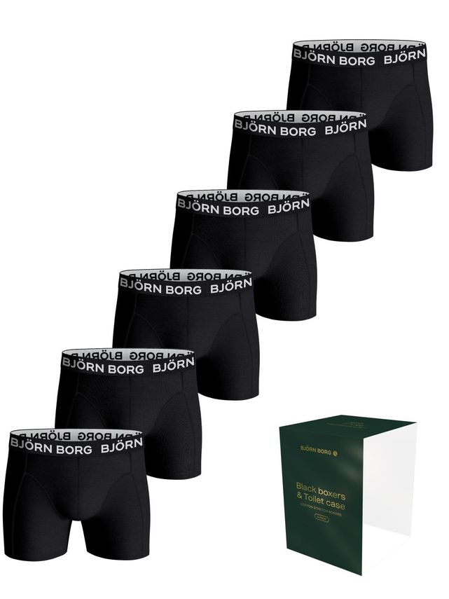 Björn Borg 6-pak Bomulds Stretch Boxershorts + Toilettaske