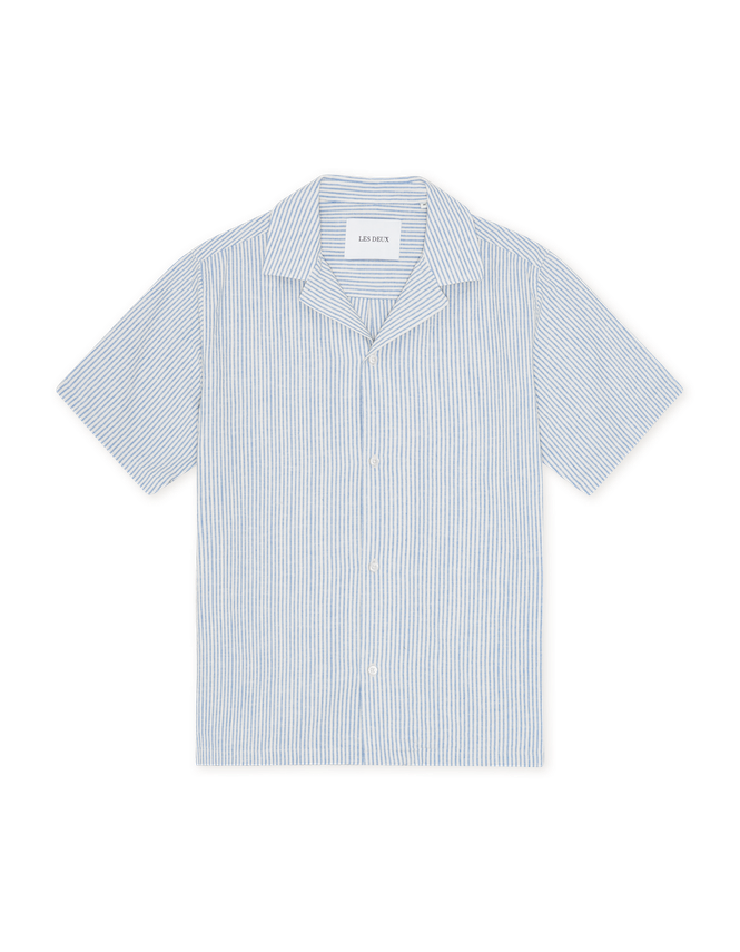 Lukas Stripe Cotton Linen Ss Shirt fra Les Deux