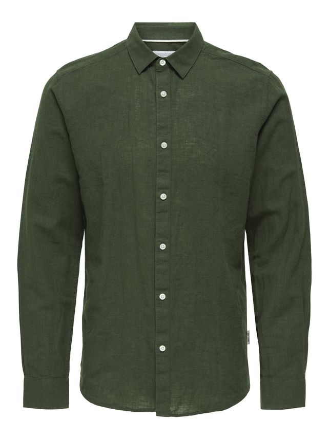 Onscaiden Ls Solid Linen Shirt fra Only & Sons