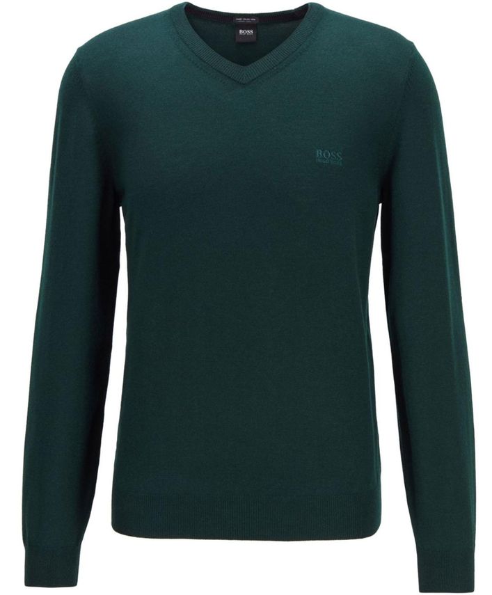 BOSS Baram L V-hals sweater i 100% ren uld - Kvalitet og stil