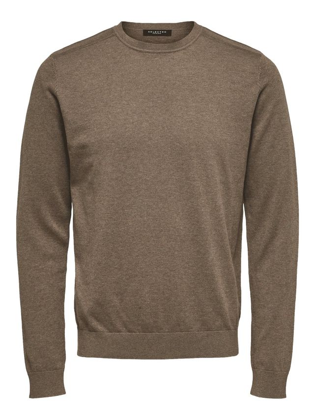 Luksuriøs pima bomuldsstriktrøje til mænd - Slhberg Crew Neck
