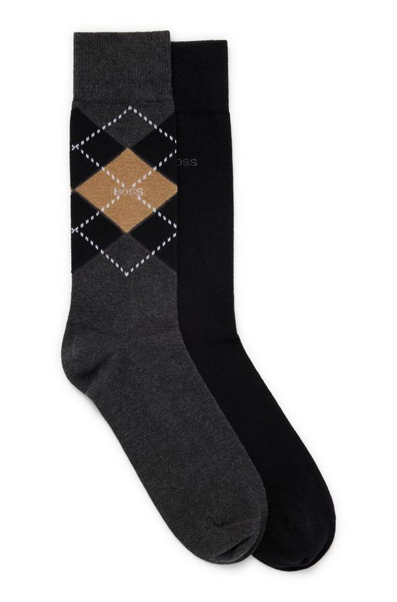 2-pak argyle strømper fra BOSS Black – stilfuld komfort