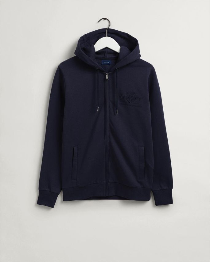 Tonal Archive Shield Zip Hoodie fra Gant