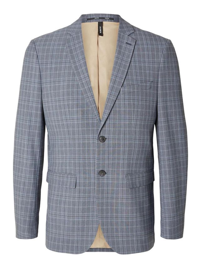 Slhslim Liam Gråblå Tjekket Blazer på Tilbud!